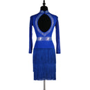 Latin Competition Skirt Professional Latin Skirt Women Long Sleeve Latin Tassel Dress