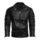 Men's Leather Jacket Winter Autumn Thick Motorcycle Leather Jacket Vintage Slim Fit Coat Male