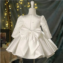 Birthday Dress For Baby Girl Pearl Long Sleeve Baby Baptism Dress Bow Princess Girls Dress