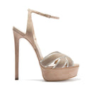 Platform Crossed Velvet Sandals Lady Ankle Strap Stiletto High Heels Dress Shoes Woman