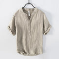 Retro Pure Linen Shirt Men Brand Short Sleeve Shirts For Men