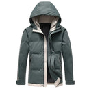 Men parka winter trendy cotton jacket thicken stripe windproof hooded outdoor loose overcoat