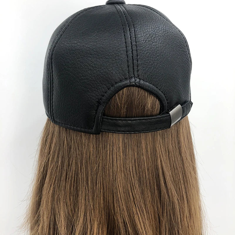 Baseball Cap Black Solid Cap Leather For Unisex Spring And Autumn Fashion Adjustable Caps Sun Visor