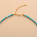 Turquoises Boho Necklace Women Chic Short Beaded Layered Necklace Holiday Jewelry