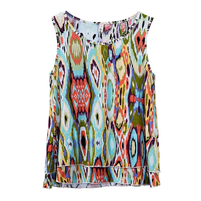 Soft Women Tank Top Loose Boho Floral Sleeveless Holiday Beach Top