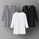 Women Spring Summer Cardigan eve Office Lady Basic Tops Black White Cotton Woman Clothing