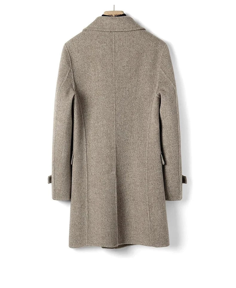 Luxury Australian wool double-sided wool coat men's detachable mulberry silk liner hooded thick coat