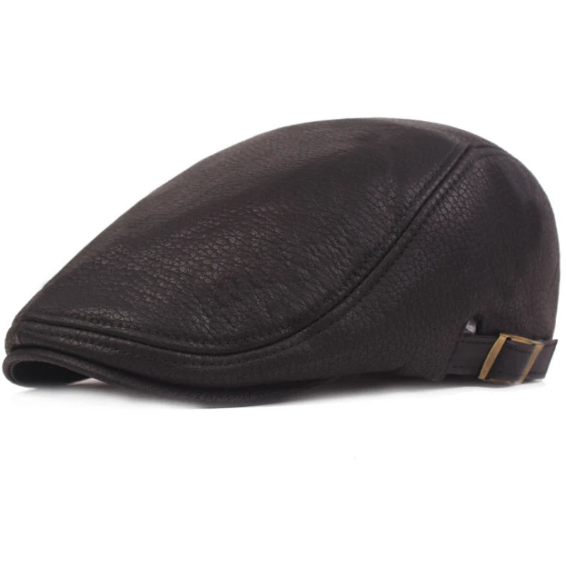 Berets Autumn Winter Cap Hats for Men Leather Hat Male Flat Cap Artist Painter Hat Men Beret Cap