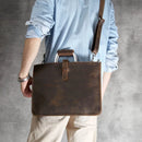 Men's Genuine Leather Briefcase Male Office Messenger Bags Leather 13 Inch Laptop Handbag