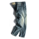 Autumn Retro Jeans Men's Simple Elastic Slim Straight Pants