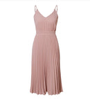 Women Solid Dress Sleeveless Suspender Dress Women Elegant Pleated Dress For Party Princess Dress