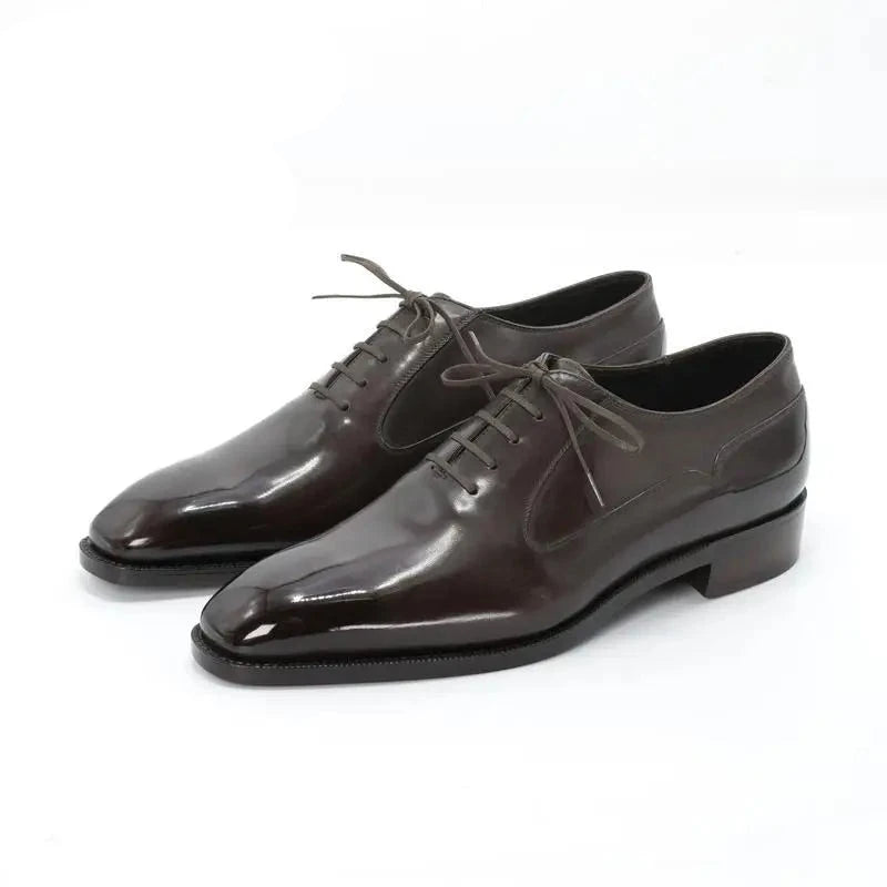 Oxford Wedding Best Men Shoes Dress Formal Glossy Bridegroom Office Black Genuine Leather Business Designer Shoes