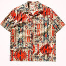 Short-sleeve shirt with a colorful geometric pattern on a white background, Obroi