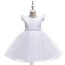 Summer Children Birthday Party Dress Girls Princess Dress Lace Skirt Flying Sleeve Dress Baby Kids Clothes