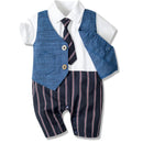 Infant Boys Summer Clothes First Birthday Wedding Toddler Romper Tie Toddler Jumpsuit Xmas Outfist