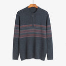 Cashmere striped grey blackish green winter warm gentle men sweater