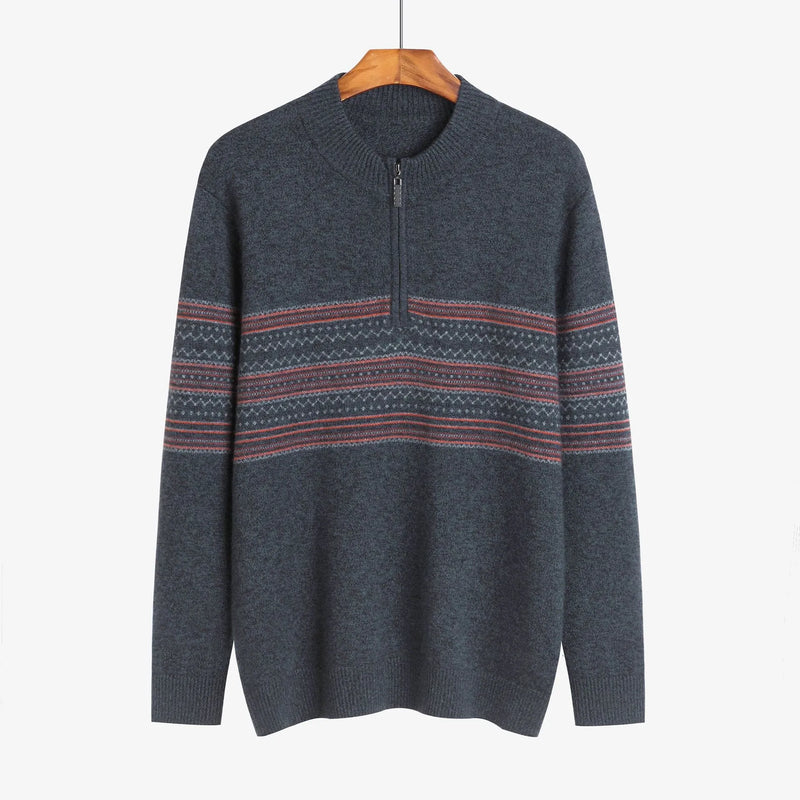 Cashmere striped grey blackish green winter warm gentle men sweater