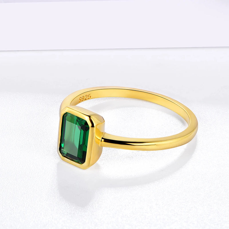 Emerald Rings for Women Real Silver Ring Mens Jewelry Anniversary Party Gift