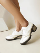Women Ladies Brogues Oxford Lace Up Shoes Vintage Round Toe Women Ankle Boot England Style high heels