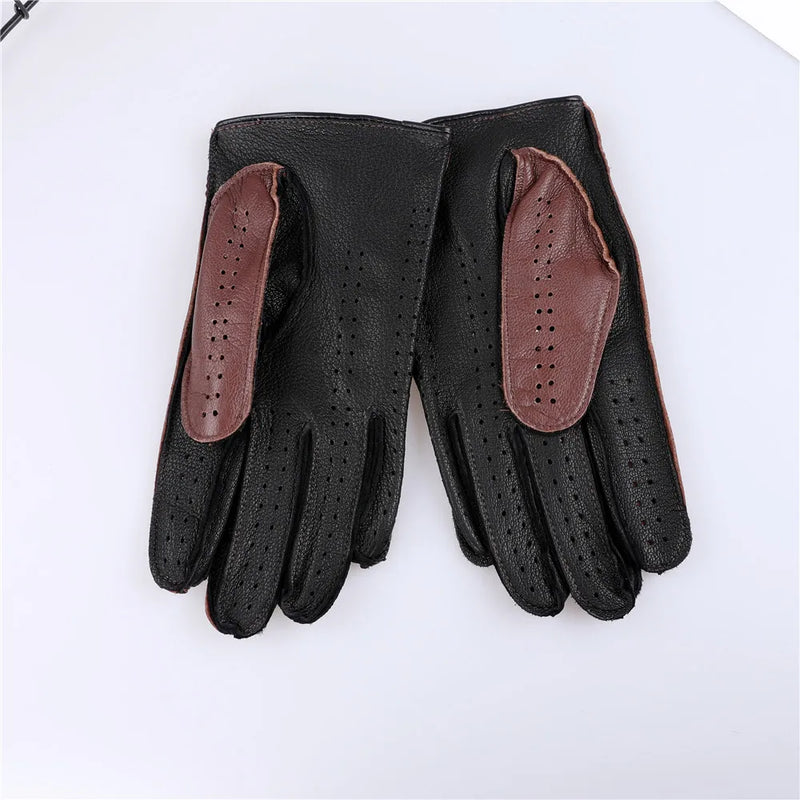 Genuine Leather Glove Men's Autumn Winter Driving Gloves With Holes Breathable