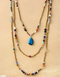 Statement Necklace Natural Stones Seed Beads Pendant Layers Necklace Bohemia
