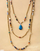 Statement Necklace Natural Stones Seed Beads Pendant Layers Necklace Bohemia