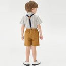 Summer Boy's Suit Bowtie Striped Brace Boys 2-piece Suit Set /Flower Boy Clothes/Boy Performance Suit