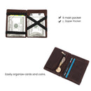 Men Magic Wallet Genuine Leather Card Holder with Coin Pocket Business Thin Minimalist RFID Man Purse Money Bag Cash Clip