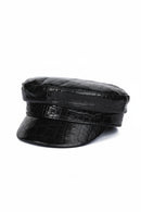 Winter Women Genuine Leather Navy Hat Female Retro Simple Flat Top Caps Beret