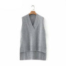Sleeveless Long Waistcoat Women Autumn Winter Sweater Vest Oversized Casual Office Streetwear Vest Pullover