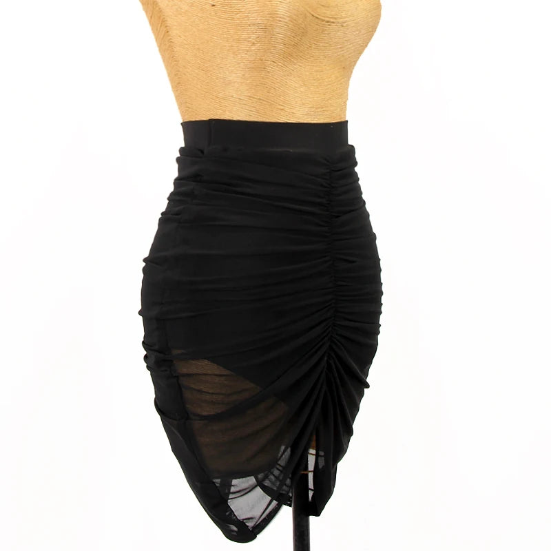 Clothe Sexy Mesh Wrap Hip Skirt Women Wear Black Latin Dance Skirt Adult