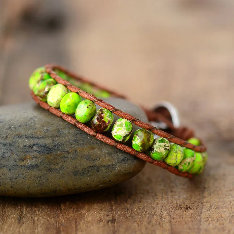 Leather Wrap Bracelet Stones Femme Vintage Weaving Designer Art Bracelet Jewelry Gifts