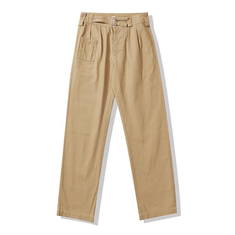 British Casual Pants Men Mid Long Pants Spring Autumn Retro Streetwear Trousers Overalls