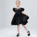 Girls Party Dresses Kids Summer Short Sleeve Satin Beading Ball Gowns Teenagers Birthday Wedding Party Show Dresses