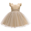 Summer Children Birthday Party Dress Girls Princess Dress Lace Skirt Flying Sleeve Dress Baby Kids Clothes