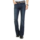 Men Dark Blue Jeans Mid-rise Stretch Flare Pants Men Micro-trousers Slim Jeans Biker Jeans