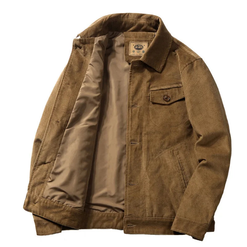 Men's Corduroy Jackets Male Outerwear Solid Oversized Retro Casual Jacket Coat Men Clothing Coats