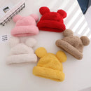 Winter Baby Lovely Hat Cute Solid Color Fuzzy Double Pompom Hats For Kids Thick Warm Soft Beanie Fur Ball Girls Boy Cap