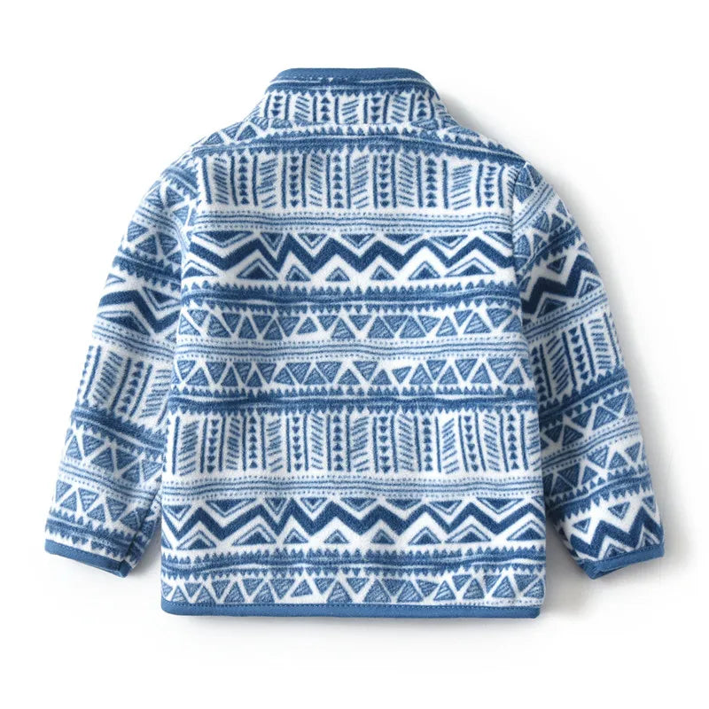 Children Clothing for Boys Girls Winter Fleece Jackets Zipper Blue Cute Hot Selling Thick Baby Coats