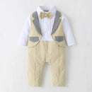 Gentlemen with Detachable Bowtie Long Sleeves Baby Boy's Jumpsuits