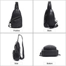 Genuine Leather Men's Shoulder Bag Chest Bag Vintage Casual Sling Bags for Men  Male Chest Pack with with Earphone Hole