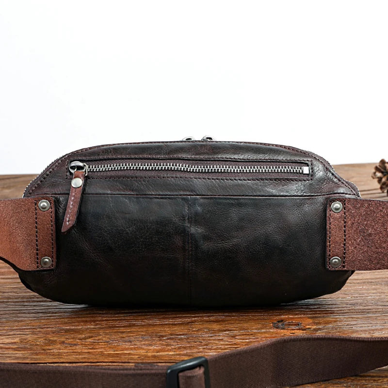 Genuine Leather Waist Bag For Men Casual Small Shoulder Crossbody Bags
