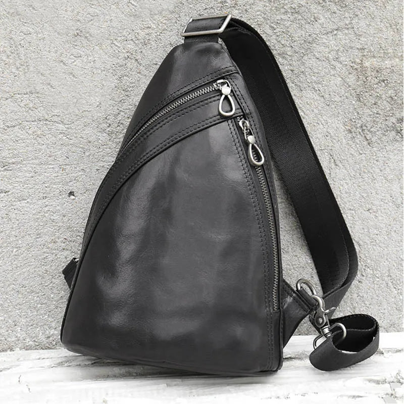 Genuine Leather Chest Bags For Men Leather Shoulder Bags Male Chest Pack Male Backpack