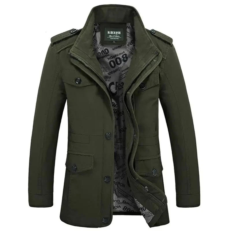 Men's Jackets Coat Male Trench Coat Spring Autumn Solid Cotton Casual Long Jacket Men Clothing Outerwear
