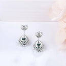 Vintage Sterling Silver Emerald Emerald Gemstone Earrings Ear Studs Fine Jewellery