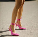 Summer Sandals Woman Cross-tied High Heels Wedding Shoes Woman Pointed Toe Party Ladies Shoes