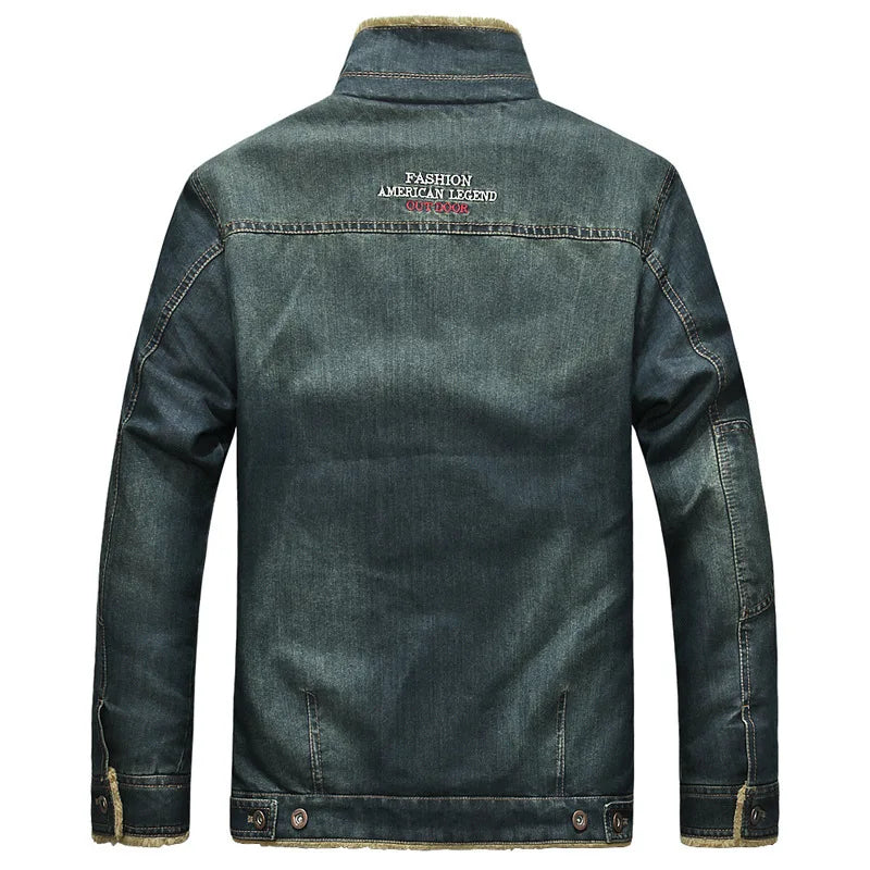 Winter Denim Jacket Men Windbreaker Fleece Thick Warm Men Jackets Outwear Jeans Coat