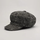 Newsboy Cap Octagonal Hat Plaid Beret Women Autumn Winter Casual