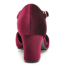 Women Pumps Velvet Mary Janes Shoes Red Green Heeled Party Wedding Office Shoes Ladies