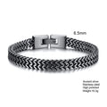 Stainless steel bracelet with woven design and high polish finish on a white background, Obroi